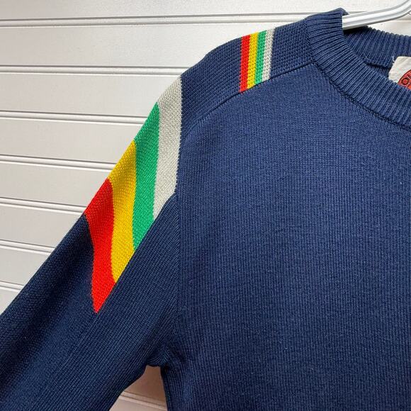 VTG Mountain Goat by White Stag Wool Blend Sweater With Rainbow Accents Size L - Picture 4 of 11